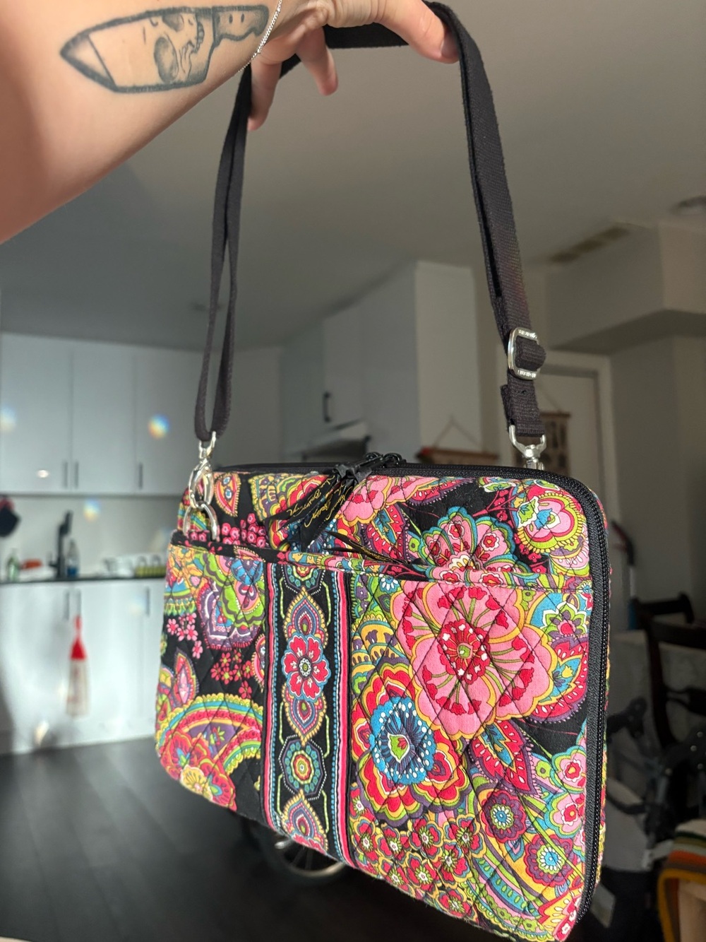 Black Floral Hard Case Crossbody